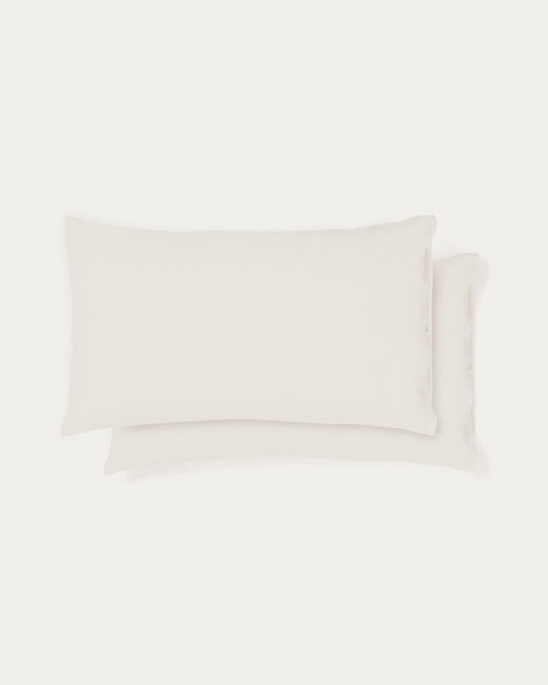 Set Simmel de 2 fundas de almohada de mezcla de lino color crudo 50 x 80 cm