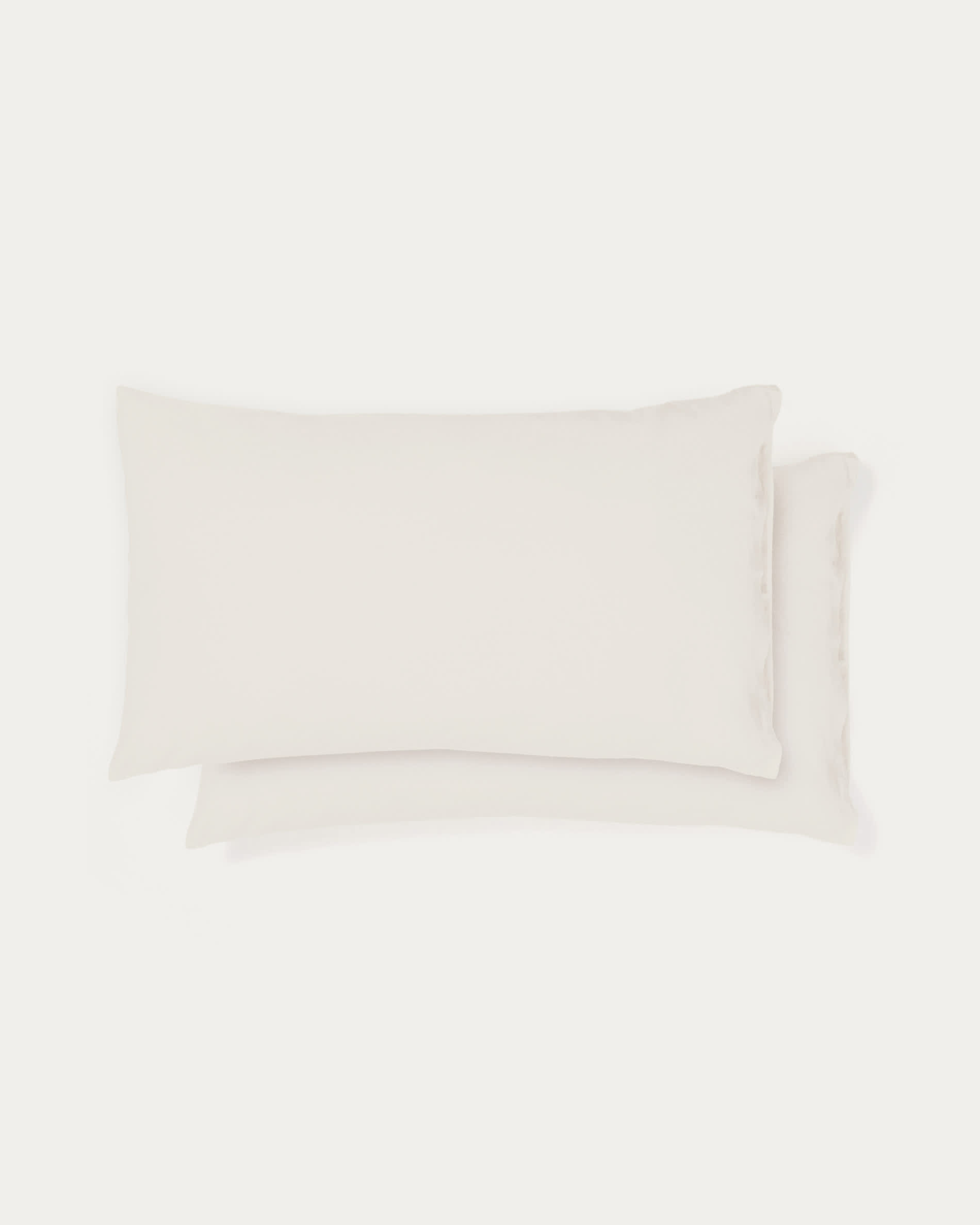 Set Simmel de 2 fundas de almohada de mezcla de lino color crudo 50 x 80 cm