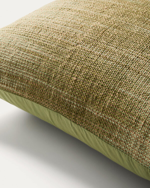 Funda de cojín de suelo Liroda de yute con gráfico ikat verde 70 x 70 cm