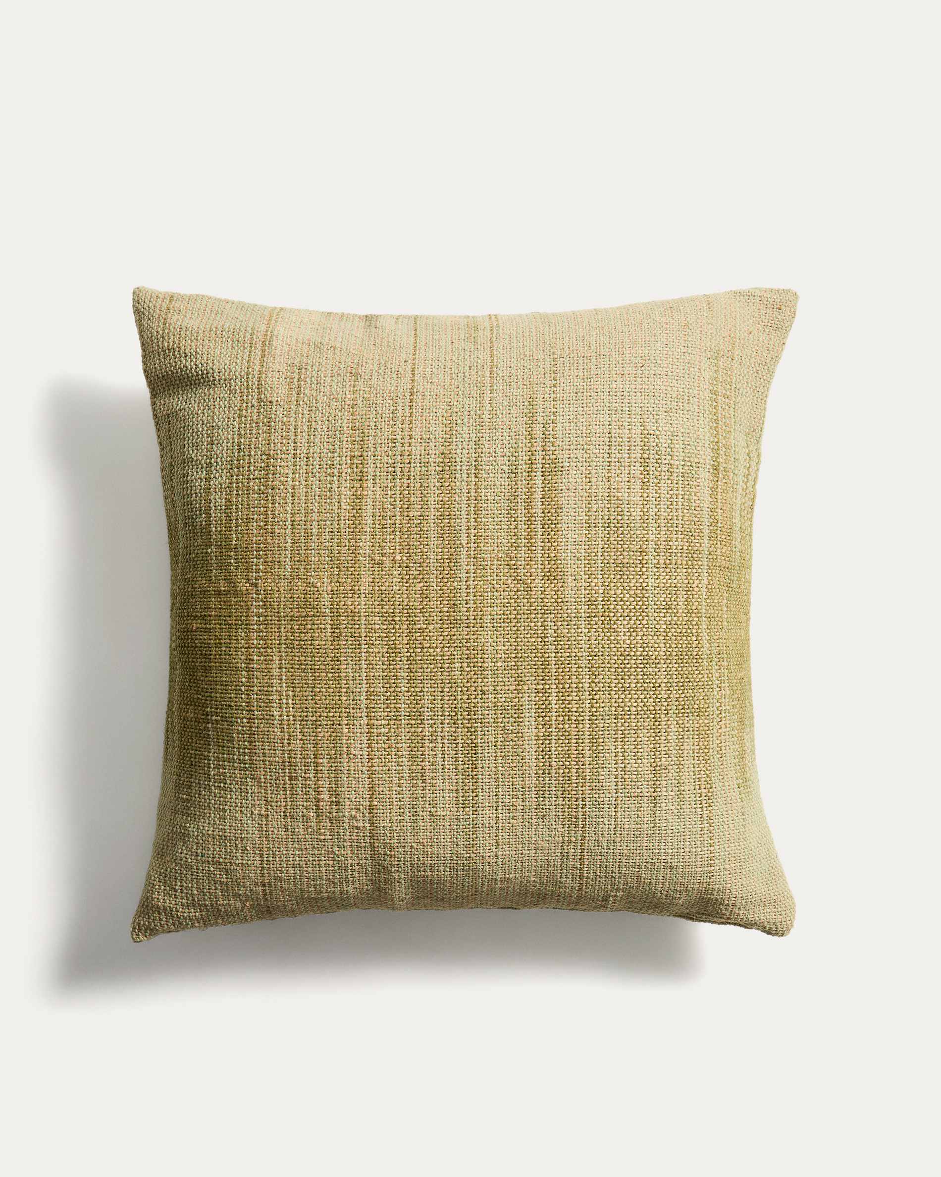 Funda de cojín de suelo Liroda de yute con gráfico ikat verde 70 x 70 cm