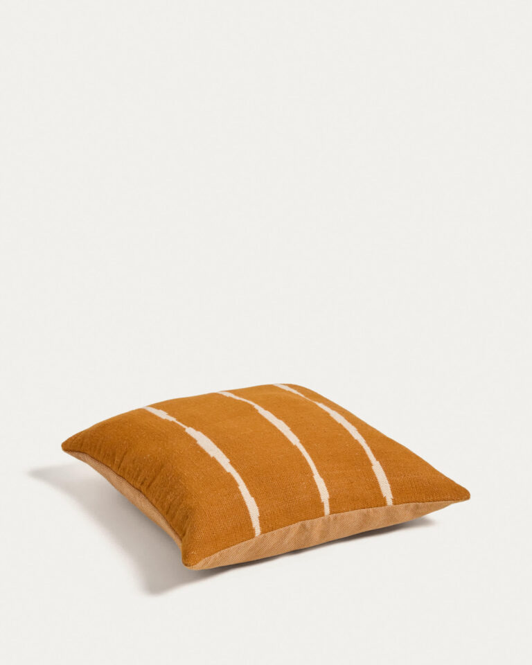 Funda de cojín de suelo Daila con gráfico Ikat 100% PET naranja 70 x 70 cm