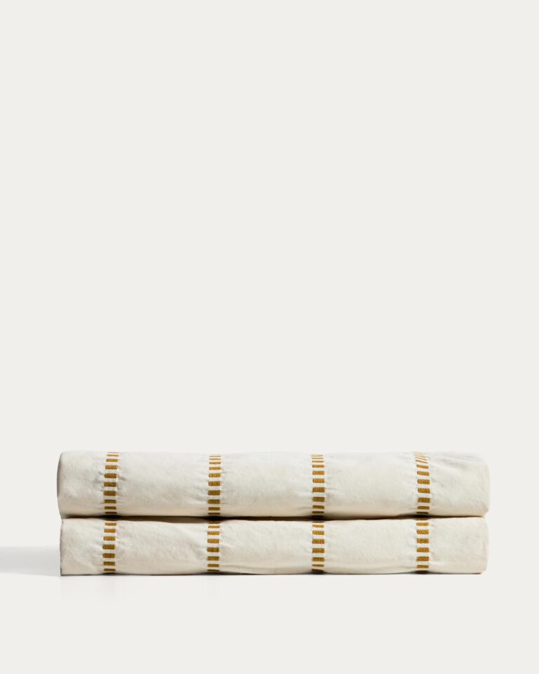 Colcha Lidala 100% algodón jacquard rayas mostaza para cama de 90/135 cm