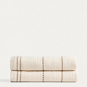 Colcha Siloda de doble gasa de algodón rayas beige para cama de 90/135 cm