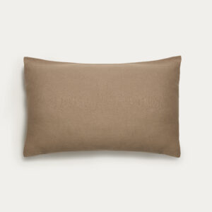 Funda de almohada Simmel de mezcla de lino marrón 45 x 110 cm