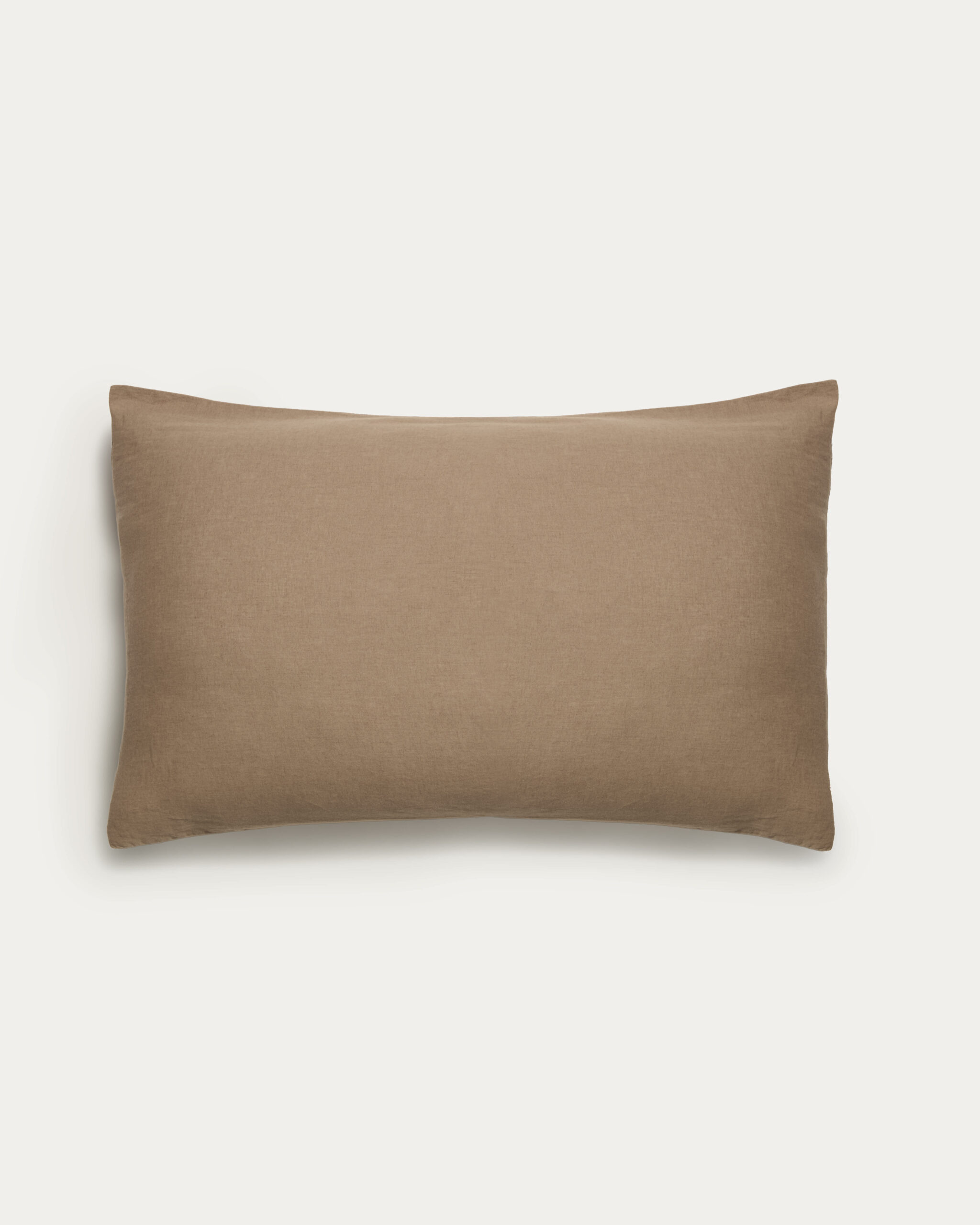 Funda de almohada Simmel de mezcla de lino marrón 45 x 110 cm