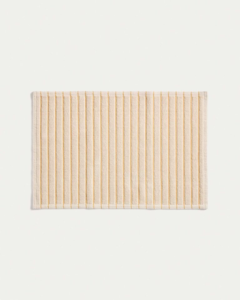 Alfombra de baño Merade de algodón con rayas amarillas 50 x 80 cm