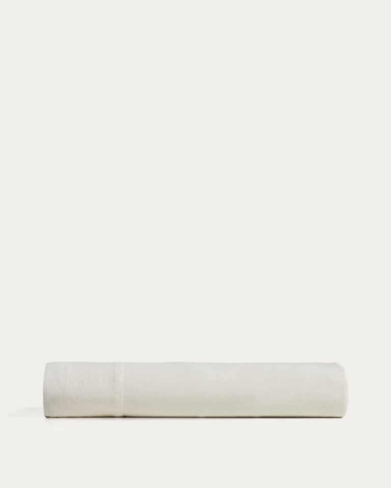 Sábana encimera Sirale 100% algodón satén acabado lavado blanco para cama de 90 cm