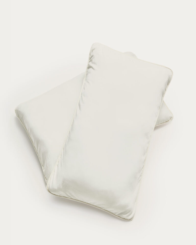Set Sirale de 2 fundas de almohada 100% algodón satén acabado lavado blanco 50 x 70 cm