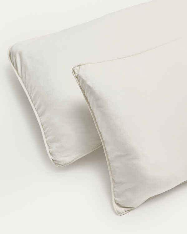 Set Sirale de 2 fundas de almohada 100% algodón satén acabado lavado blanco 50 x 80 cm
