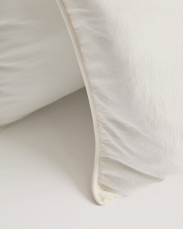 Set Sirale de 2 fundas de almohada 100% algodón satén acabado lavado blanco 50 x 80 cm
