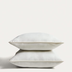 Set Sirale de 2 fundas de almohada 100% algodón satén acabado lavado blanco 65 x 65 cm