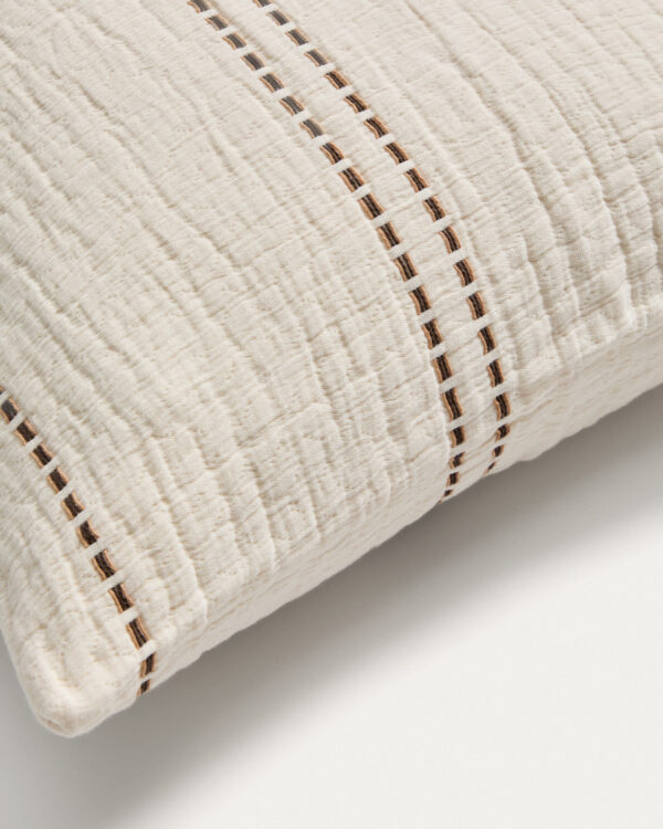 Set Siloda de 2 fundas de cojín de doble gasa de algodón rayas beige 50 x 50 cm