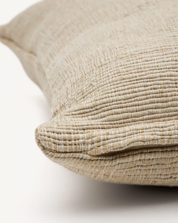 Funda cojín Machiel de viscosa jacquard beige y blanco 50 x 50 cm
