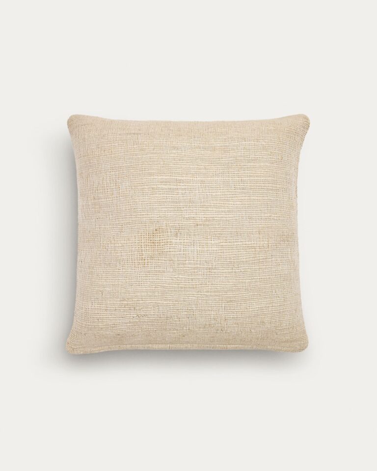 Funda cojín Machiel de viscosa jacquard beige y blanco 50  x 50 cm