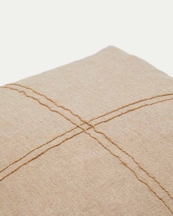 Funda de cojín Sulken de algodón beige con bordado beige 45 x 45 cm