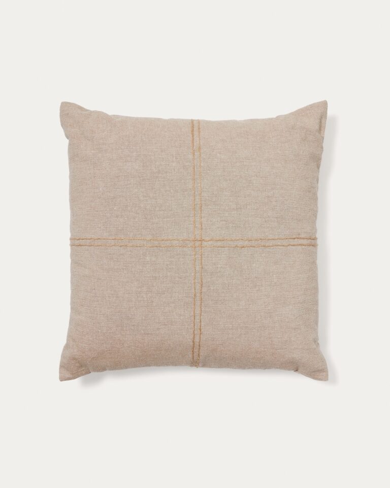 Funda de cojín Sulken de algodón beige con bordado beige 45 x 45 cm