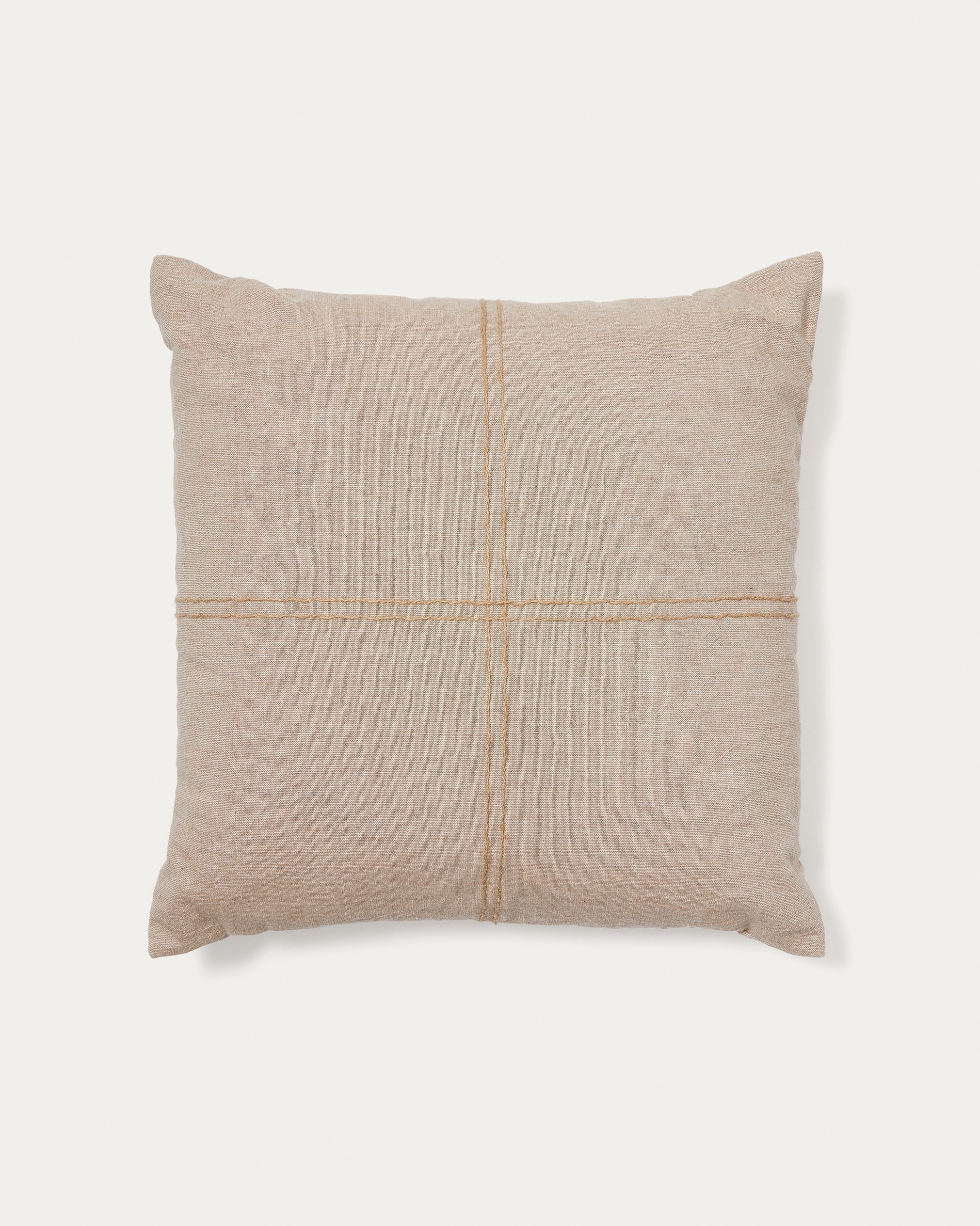 Funda de cojín Sulken de algodón beige con bordado beige 45 x 45 cm