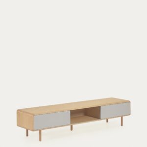 Mueble TV Anielle 2 puertas de madera maciza y chapa de fresno 180 x 41 cm