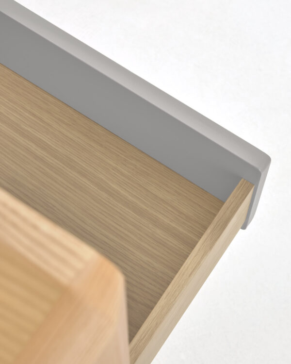 Cómoda Anielle de 3 cajones de madera maciza y chapa de fresno 99 x 78,5 cm