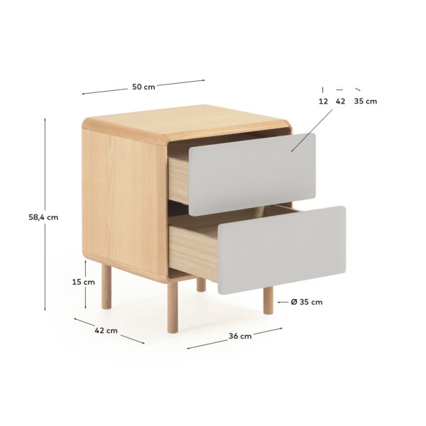 Mesita de noche Anielle de madera maciza y chapa de fresno 50 x 58,4 cm