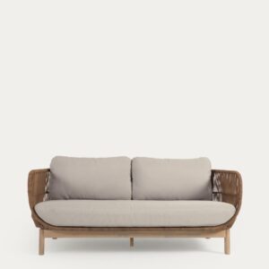 Sofá Catalina 3 plazas de cuerda beige y madera maciza de acacia 170 cm FSC 100%