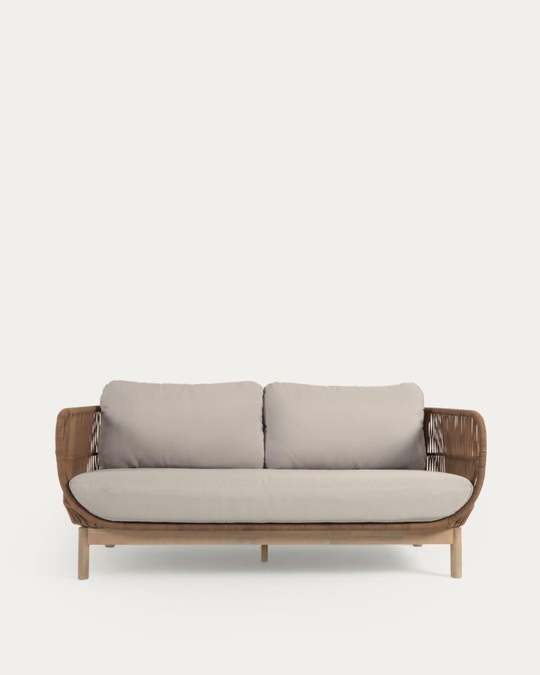 Sofá Catalina 3 plazas de cuerda beige y madera maciza de acacia 170 cm FSC 100%