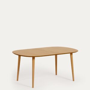 Mesa extensible Oqui en chapa de roble y patas de madera maciza 160 (260) x 100 cm