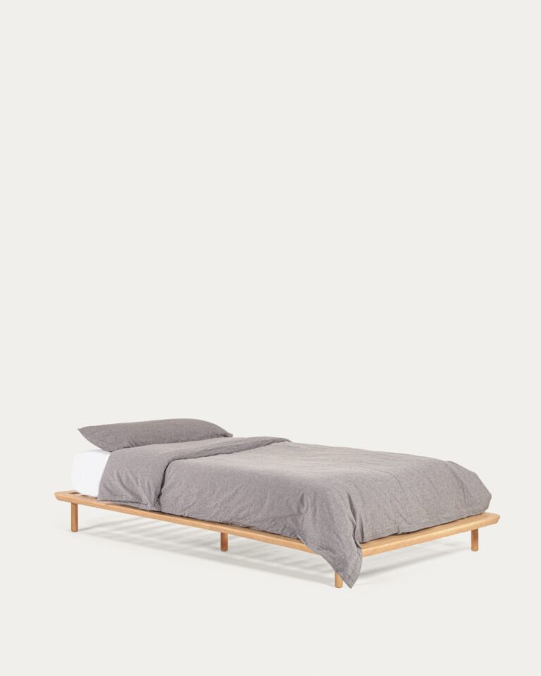 Cama Anielle de madera maciza de fresno para colchón de 90 x 200 cm