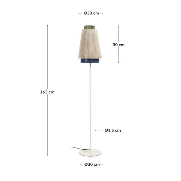 Lámpara de pie Yuvia de algodón con acabado beige y azul