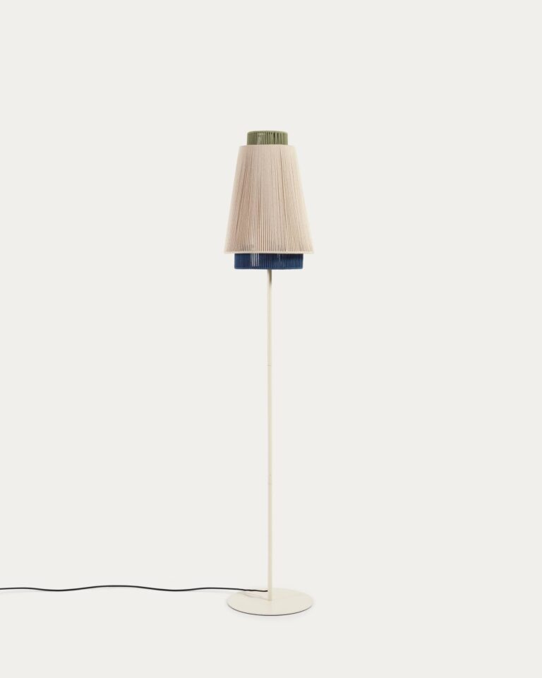 Lámpara de pie Yuvia de algodón con acabado beige y azul