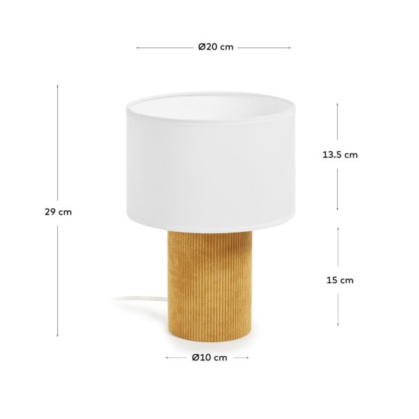 Lámpara de mesa Bianella de pana mostaza