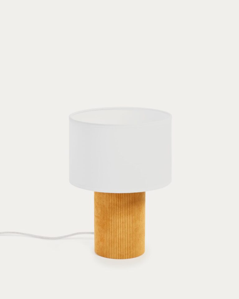 Lámpara de mesa Bianella de pana mostaza