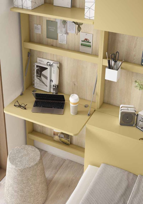 NEO 25 · Bloc con altillos y escritorio abatible