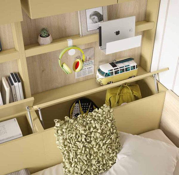 NEO 25 · Bloc con altillos y escritorio abatible