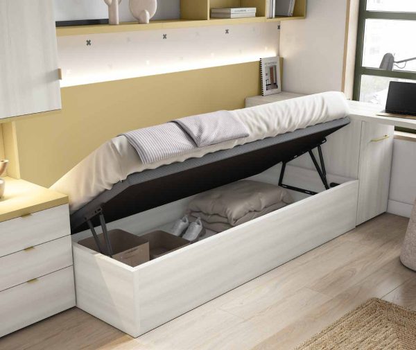NEO 31 · Cama con cabecero iluminado y escritorio