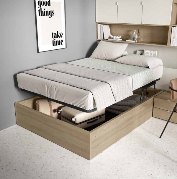 NEO 33 · Cama con altillos y hueco de estantería