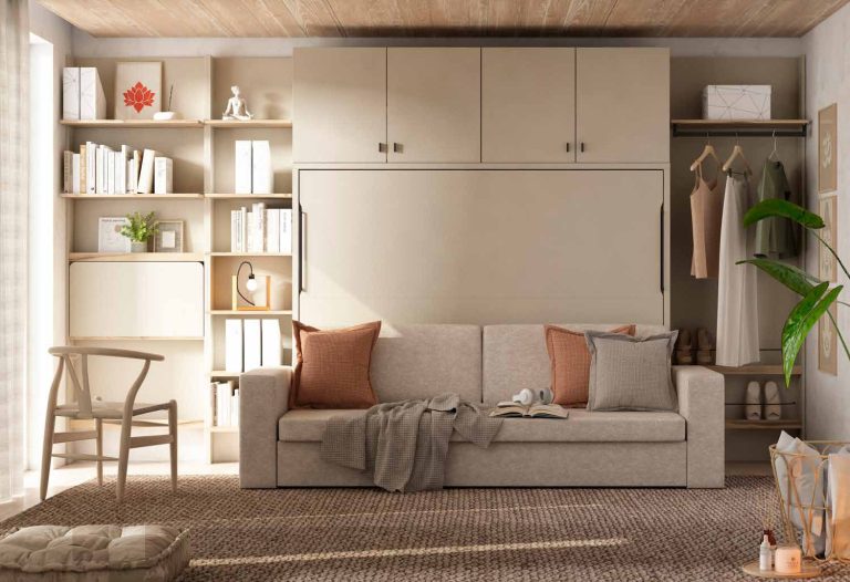 NEO 48 · Abatible vertical con sofá y librería