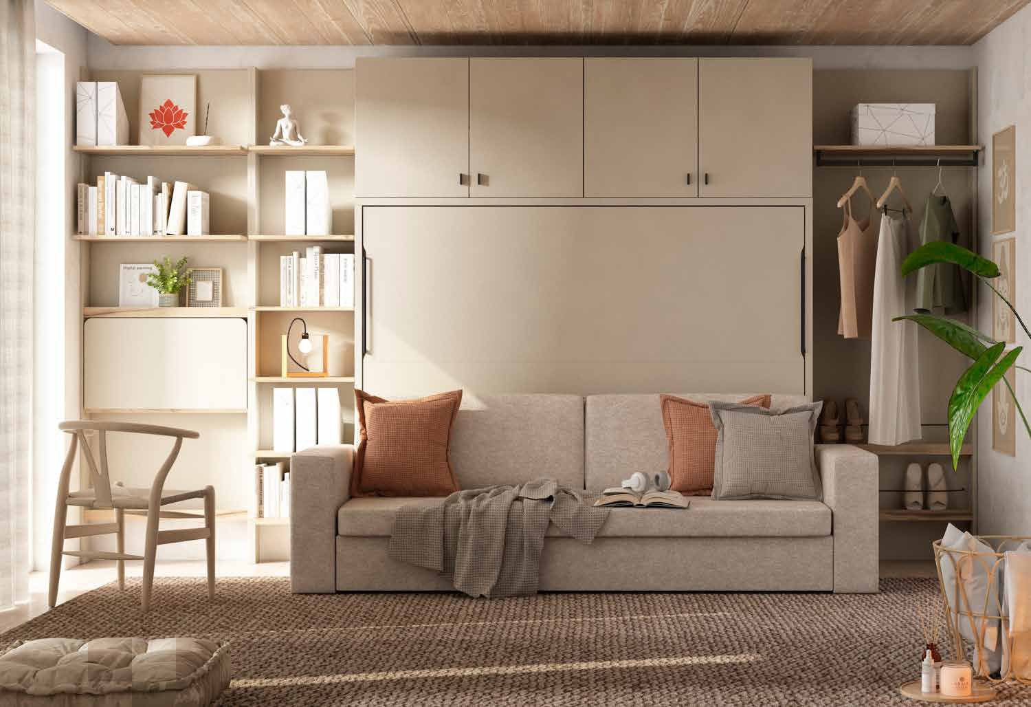 NEO 48 · Abatible vertical con sofá y librería