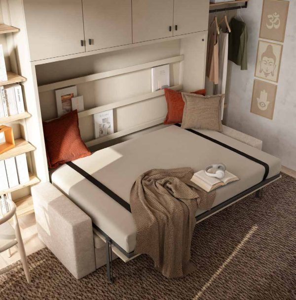 NEO 48 · Abatible vertical con sofá y librería