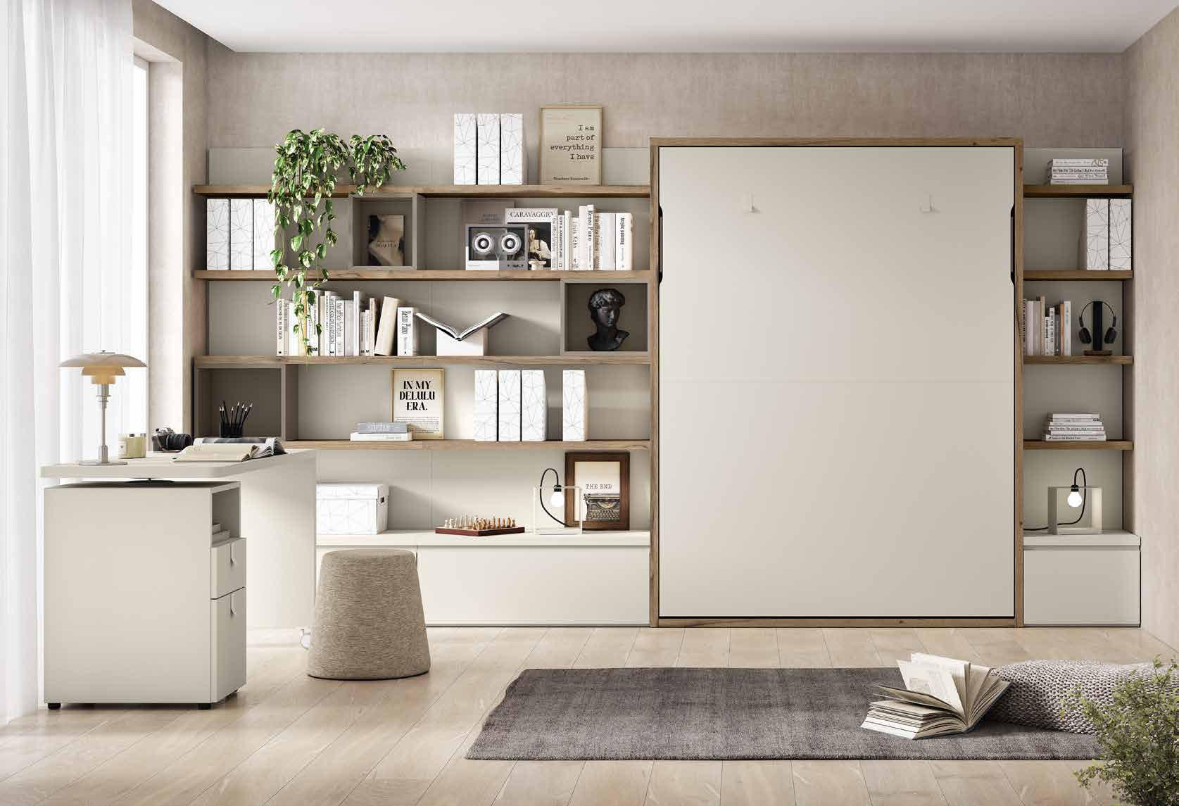 NEO 50 · Abatible vertical con librería y escritorio